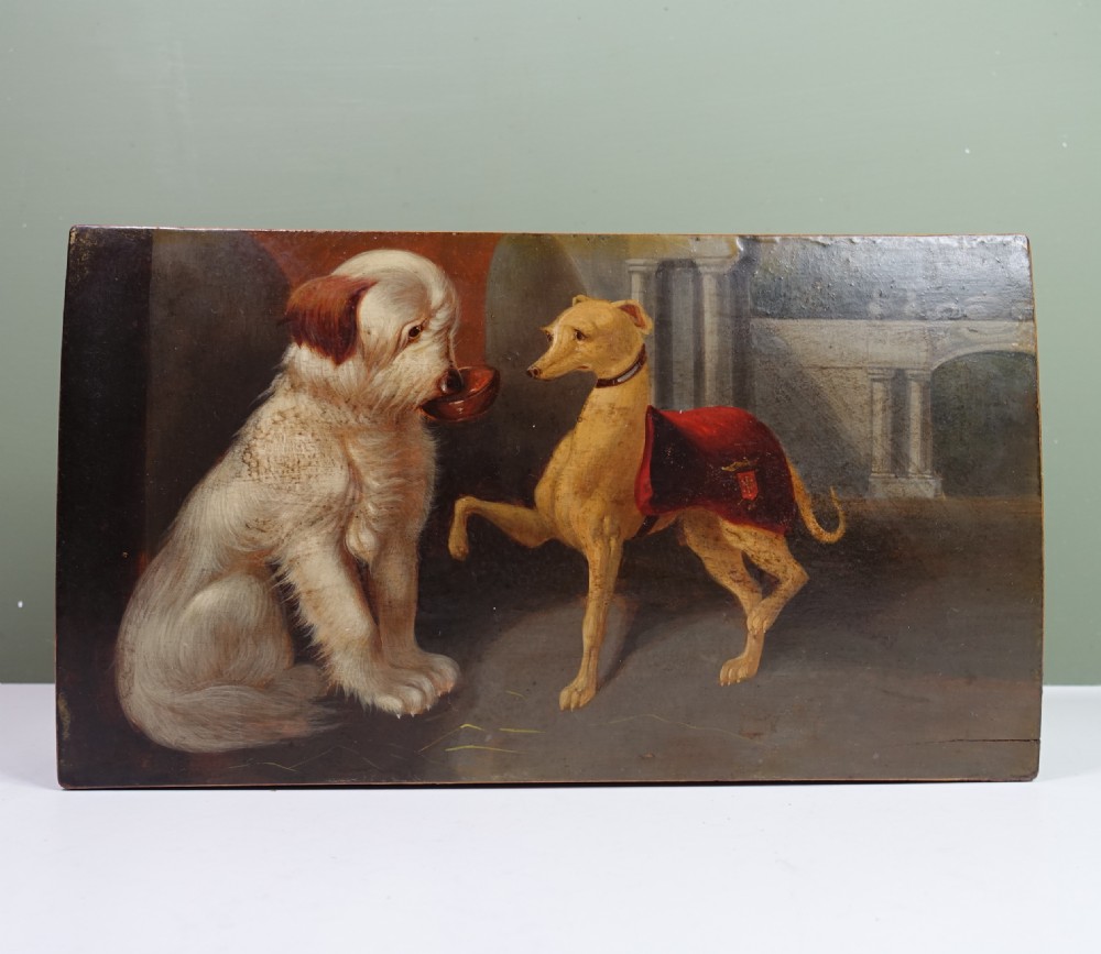 19TH C DECORATED BOX WITH SCENES OF DOGS View V