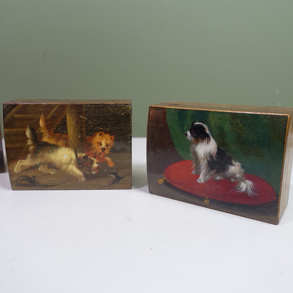 19TH C DECORATED BOX WITH SCENES OF DOGS View VI