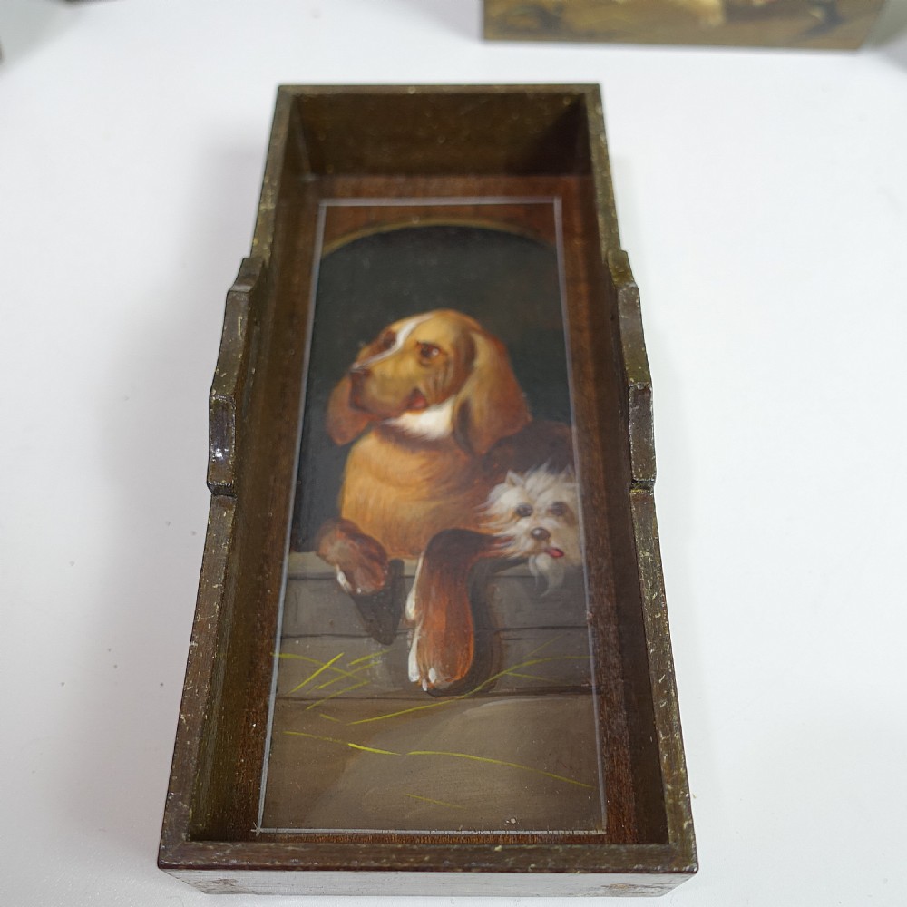 19TH C DECORATED BOX WITH SCENES OF DOGS View VII