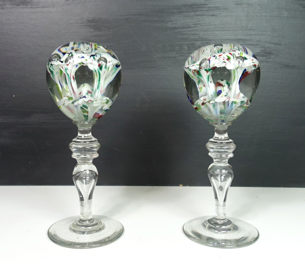 PAIR OF EARLY 19TH  C GLASS ORBS