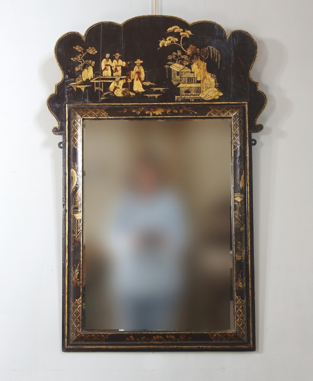 18TH C DECORATED LACQUER MIRROR