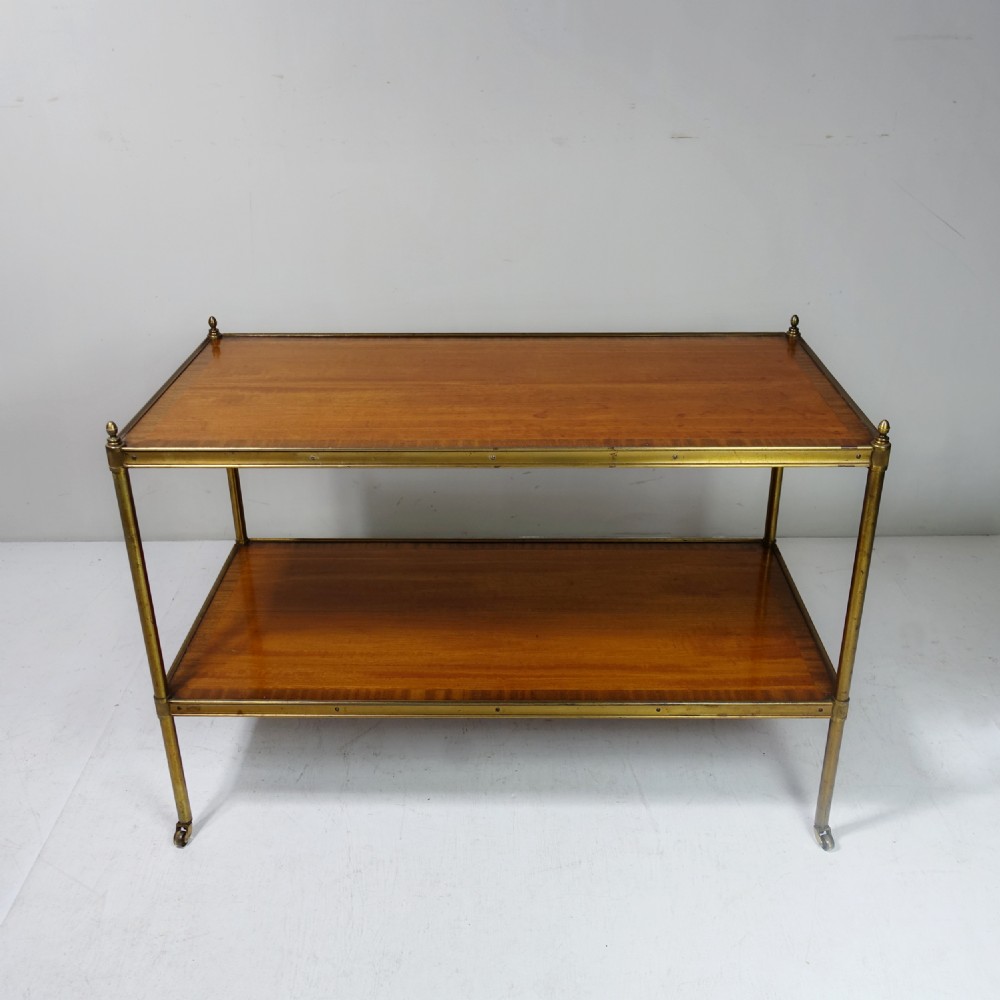 TWO TIER SATINWOOD & BRASS TABLE View III
