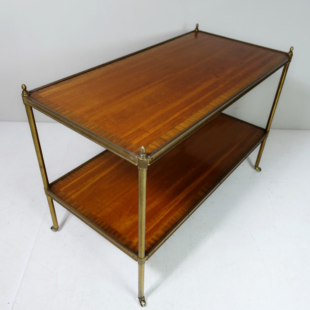 TWO TIER SATINWOOD & BRASS TABLE View V