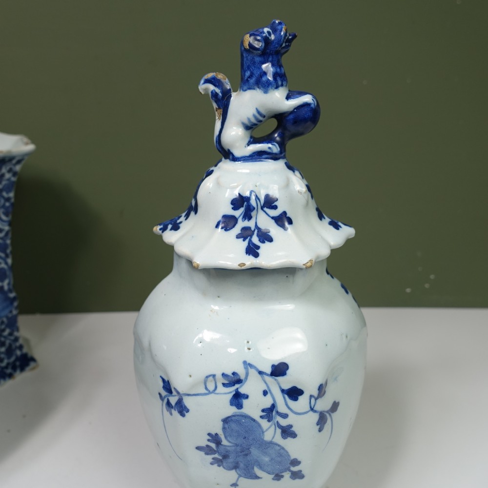 SET OF FIVE 18TH C DELFT VASES GARNITURE View VII