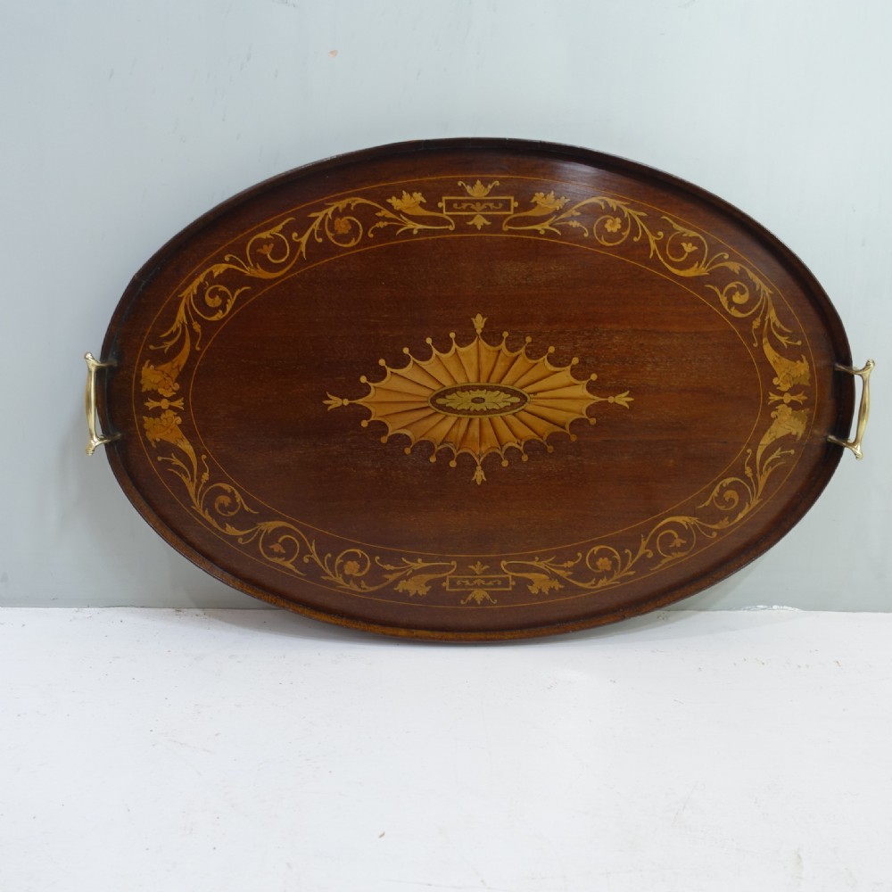 19TH C MAHOGANY INLAID TRAY ON STAND View IV