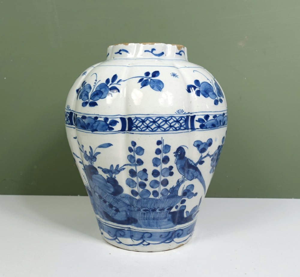 18TH C DELFT MELON SHAPED VASE