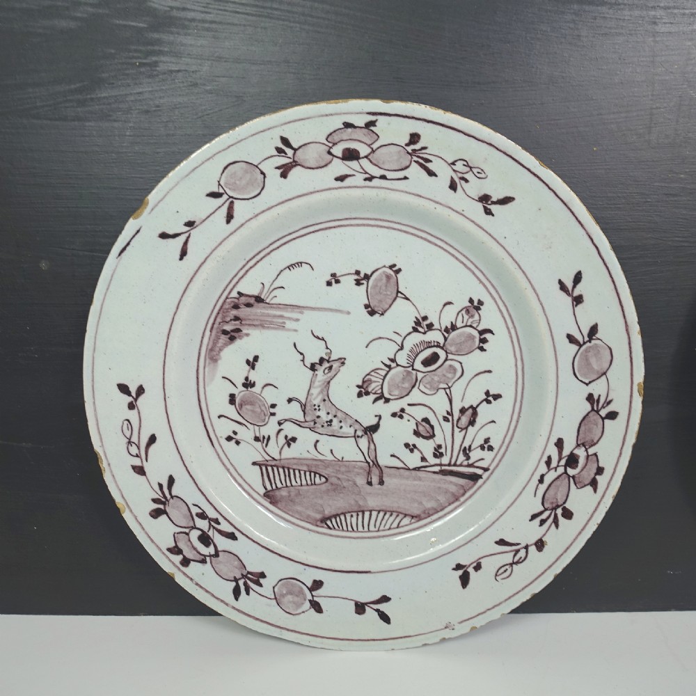 PAIR OF 18TH C MANGANESE DELFT PLATES View II