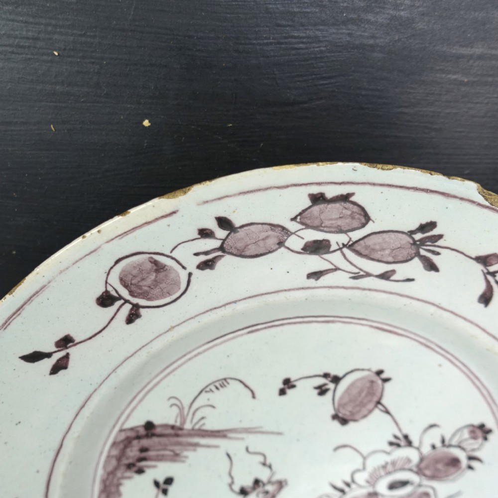 PAIR OF 18TH C MANGANESE DELFT PLATES View VI