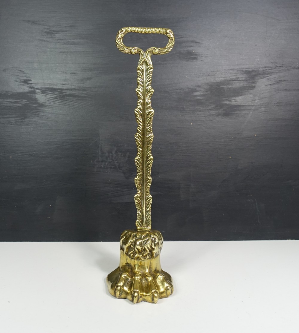 19TH C BRASS LIONS PAW DOOR PORTER