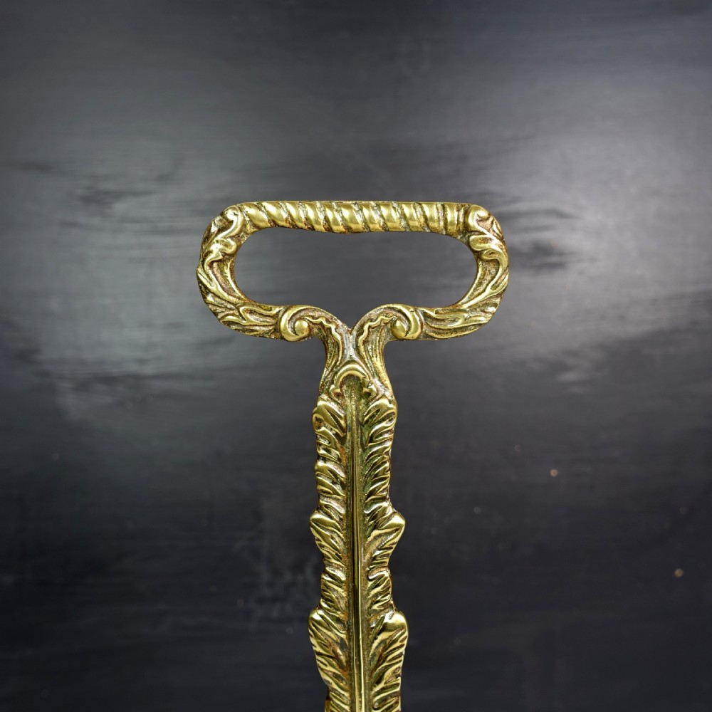 19TH C BRASS LIONS PAW DOOR PORTER View V