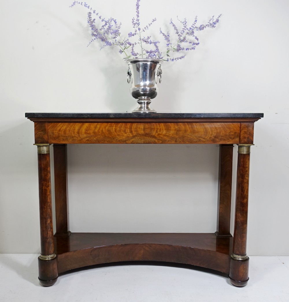 EARLY 19TH C MAHOGANY & MARBLE CONSOLE TABLE