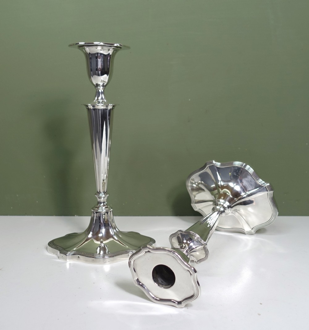 PAIR OF SILVER CANDLESTICKS, SHEFFIELD 1908