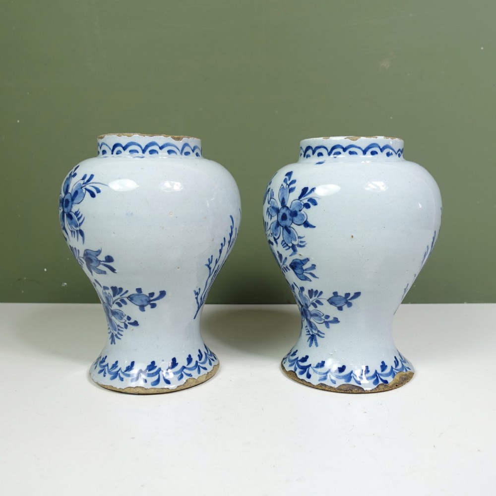 PAIR OF 18TH C DELFT VASES View IV