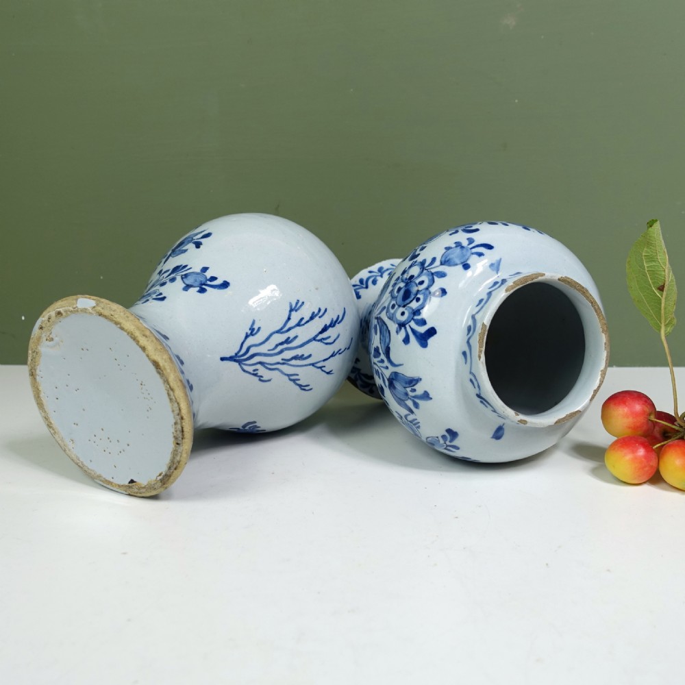 PAIR OF 18TH C DELFT VASES View V