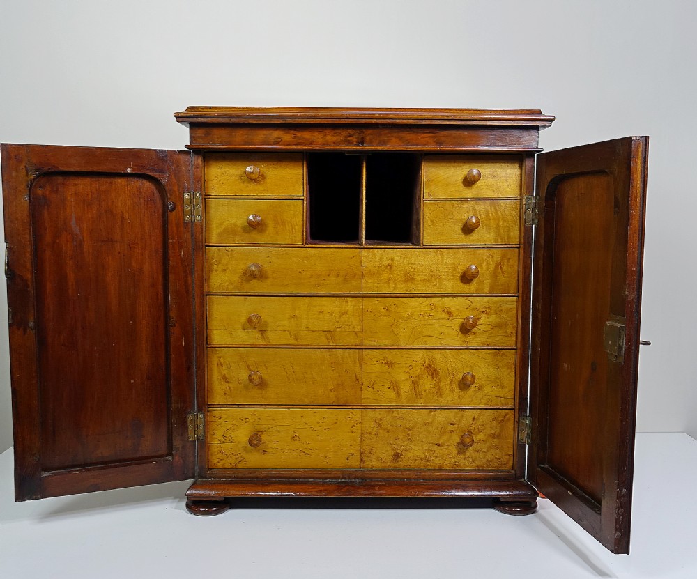 19TH C BURR WALNUT TABLE TOP CABINET View II