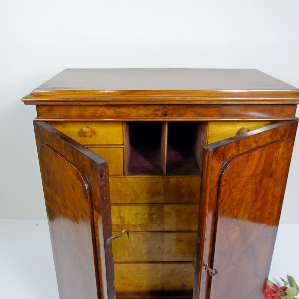 19TH C BURR WALNUT TABLE TOP CABINET View III