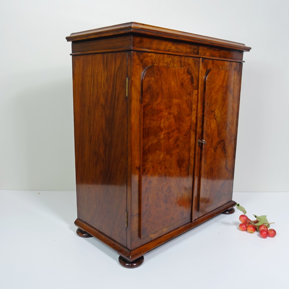19TH C BURR WALNUT TABLE TOP CABINET View IV