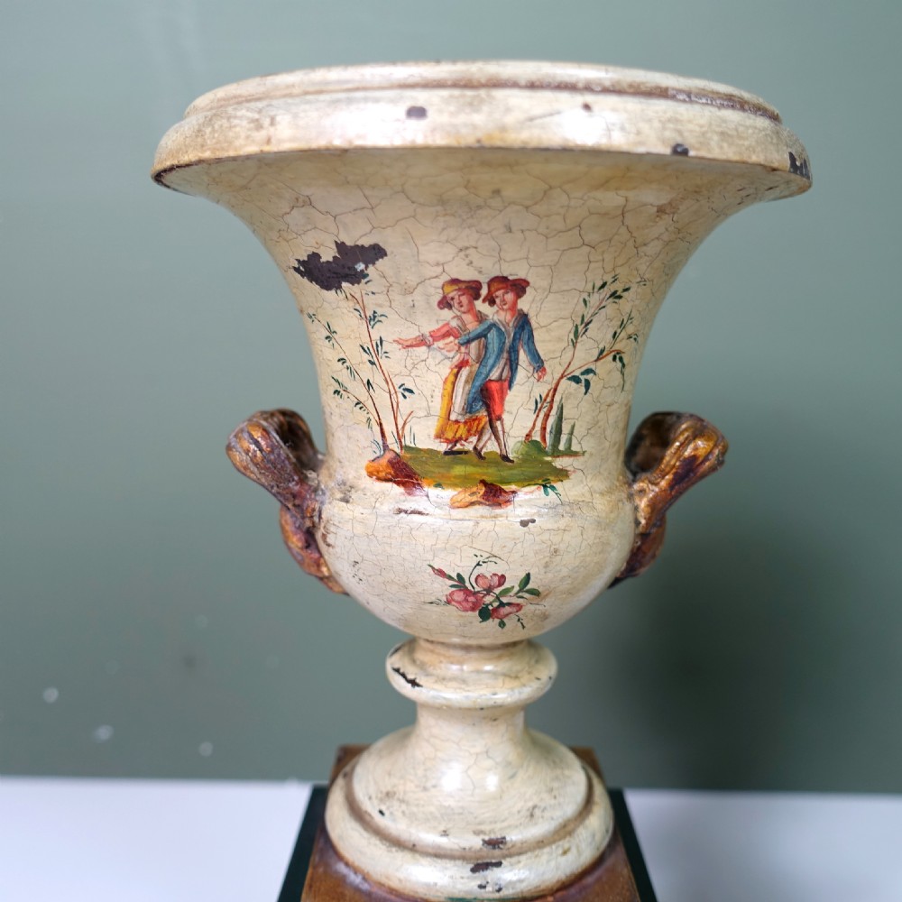 PAIR OF 19TH C DECORATED TOLE VASES View VI