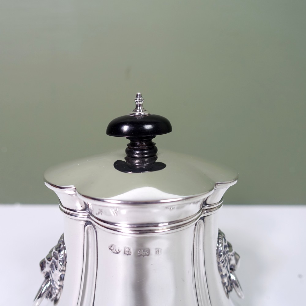 SOLID SILVER CADDY WITH LION MASK HANDLES View V