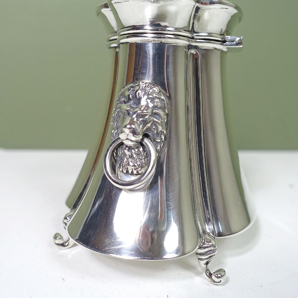 SOLID SILVER CADDY WITH LION MASK HANDLES View VI