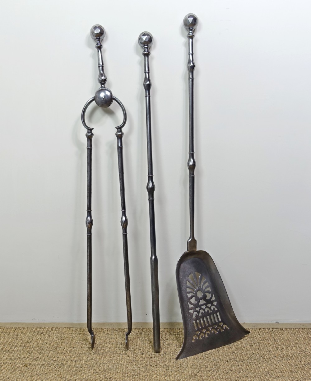 SET OF GEORGE III STEEL FIRE TOOLS