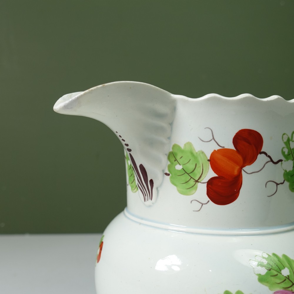 19TH C PEARLWARE FLORAL JUG View VI
