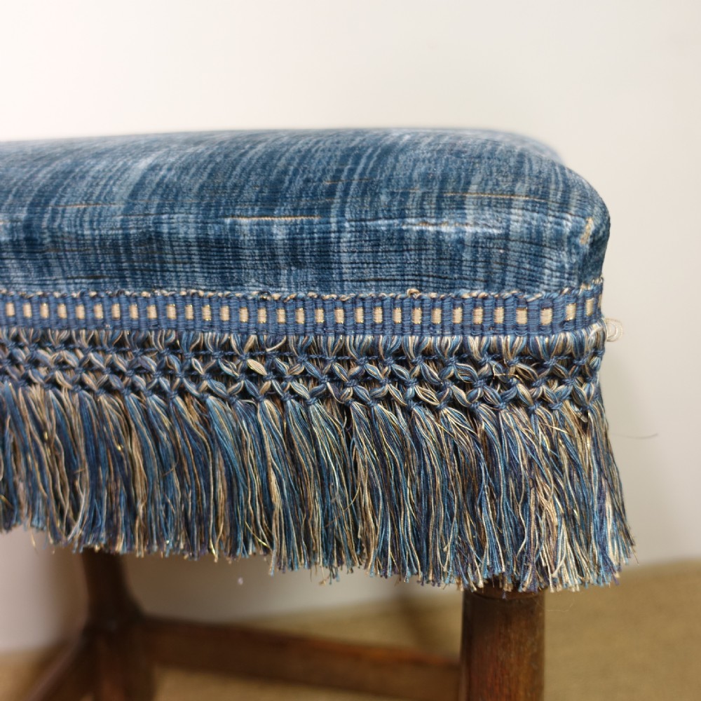 EARLY 18TH C OAK STOOL WITH SILK VELVET SEAT View IV