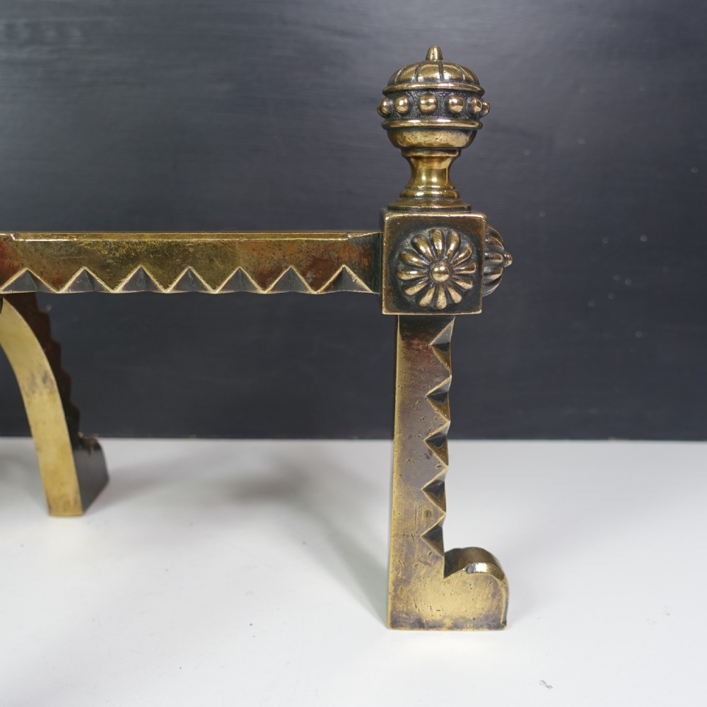 PAIR OF 19TH C BRASS FIRE DOGS View III