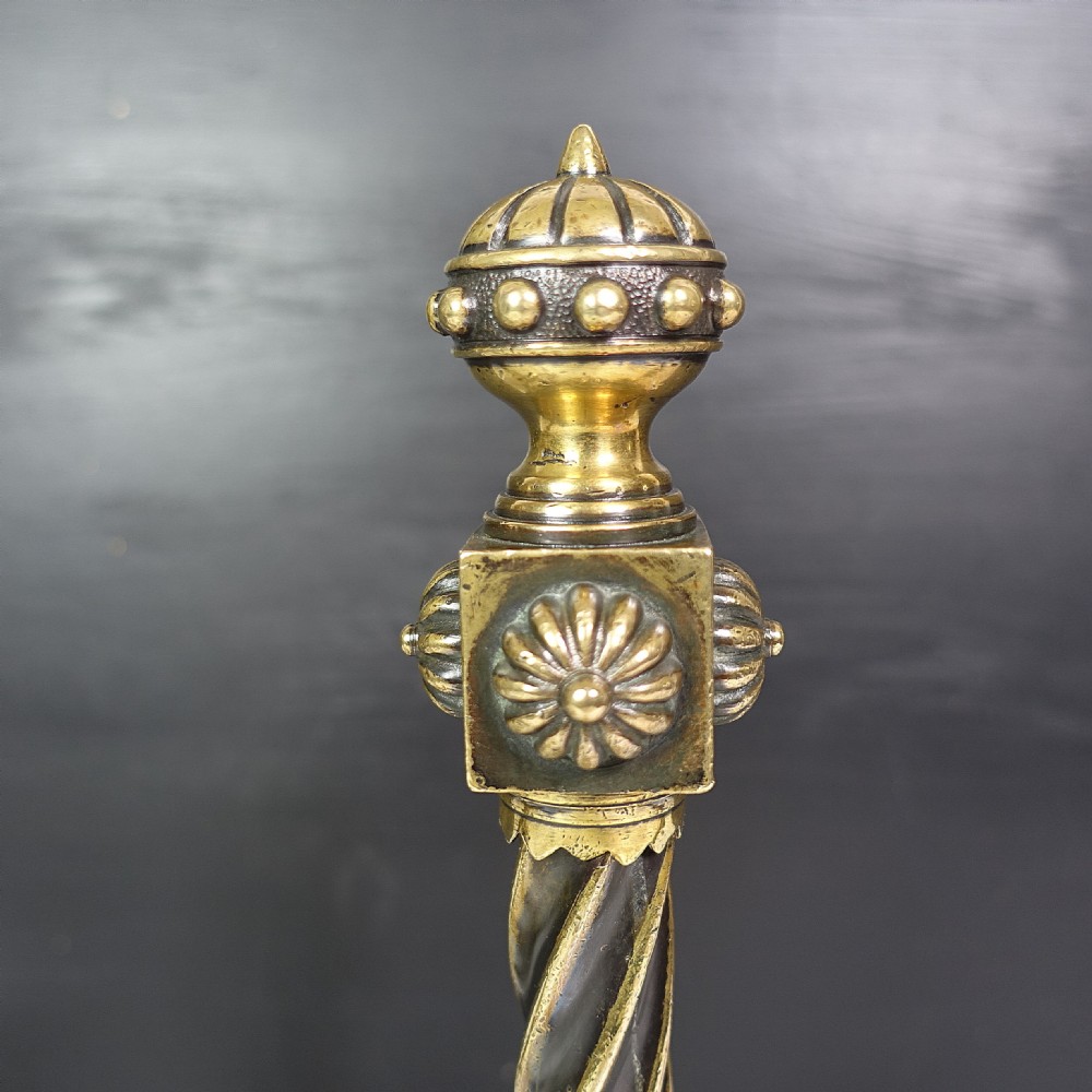 PAIR OF 19TH C BRASS FIRE DOGS View V