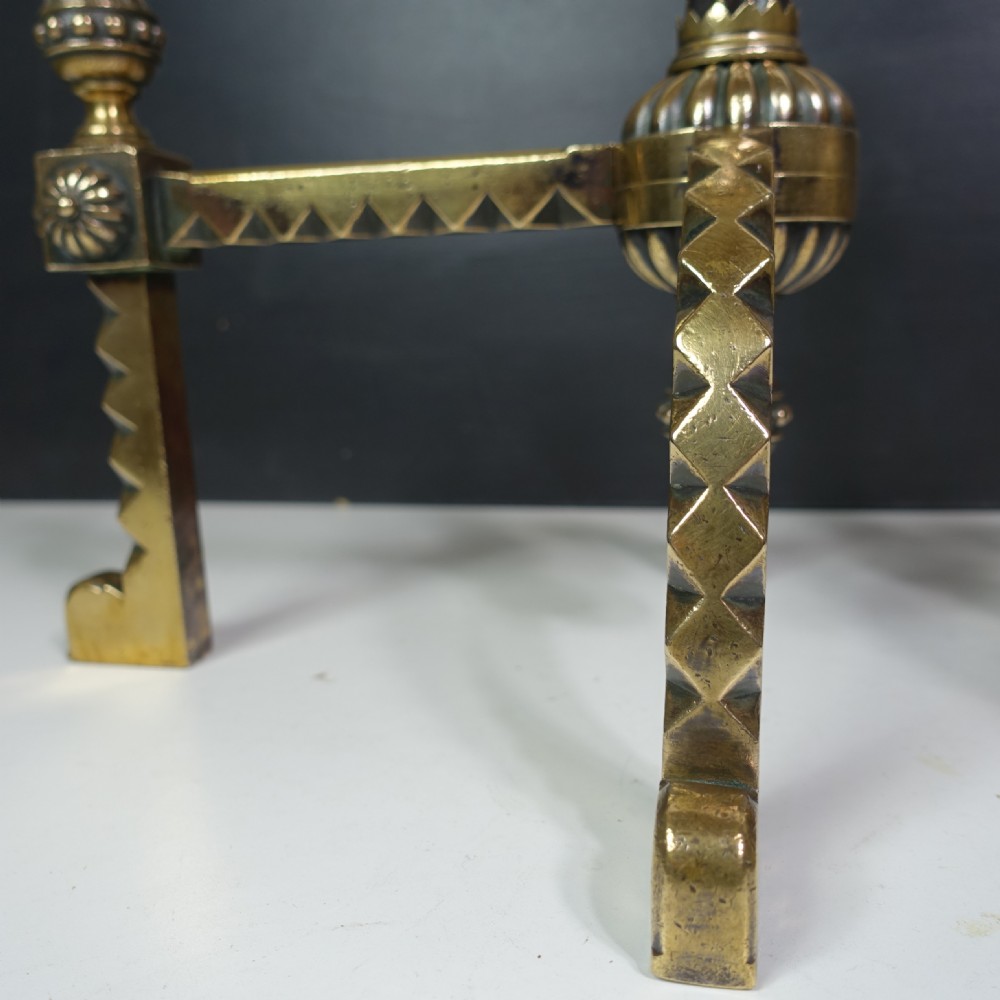 PAIR OF 19TH C BRASS FIRE DOGS View VI