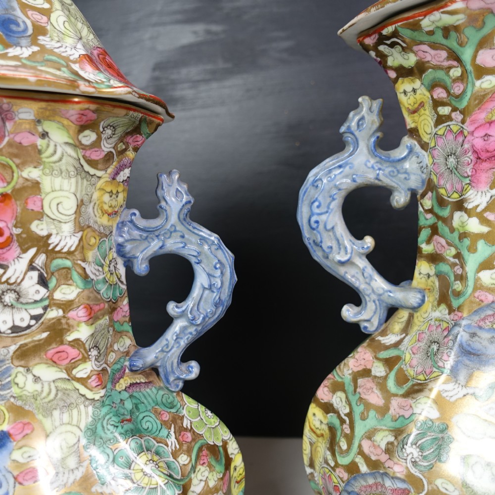 SET OF THREE MASONS IRONSTONE VASES & COVER View VI