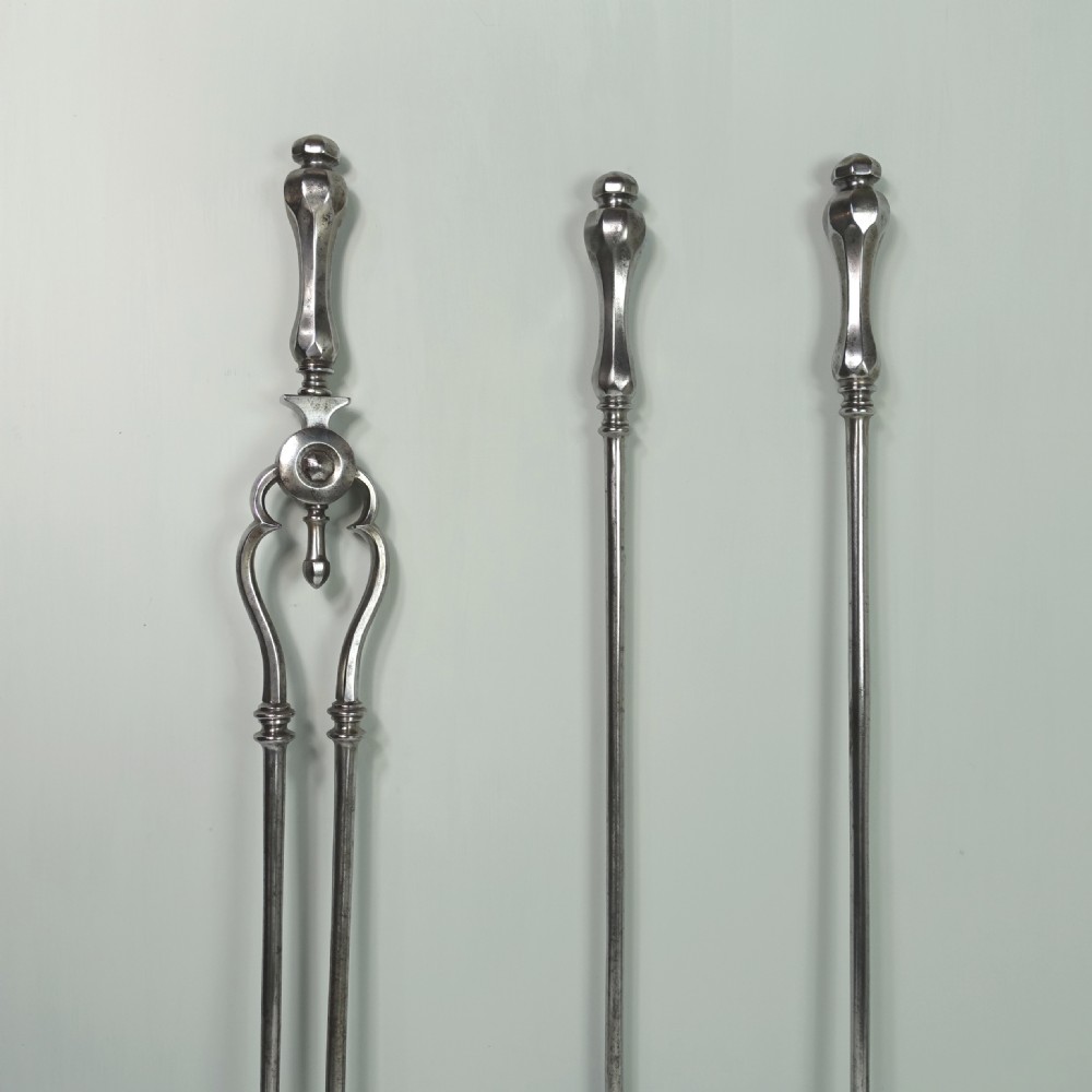 SET OF GEORGE III BURNISHED STEEL FIRE TOOLS View III