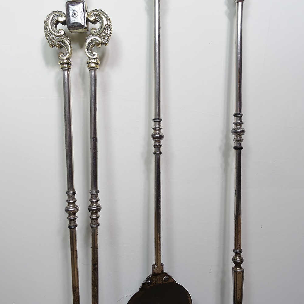 SET OF GEORGE III BRASS & STEEL FIRE TOOLS View III