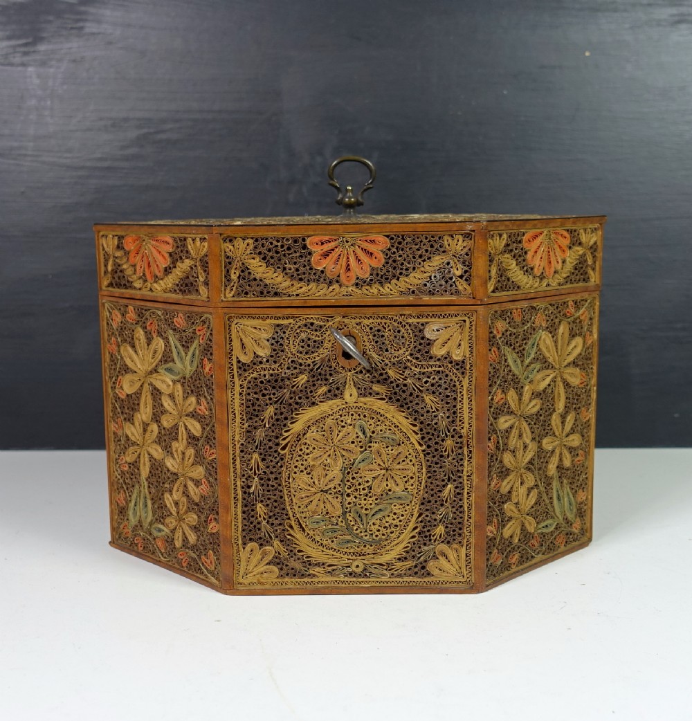18TH C ROLLED PAPER TEA CADDY