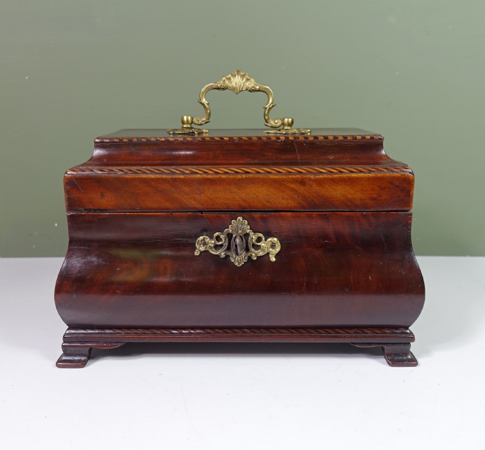 18TH C MAHOGANY BOMBE TEA CADDY