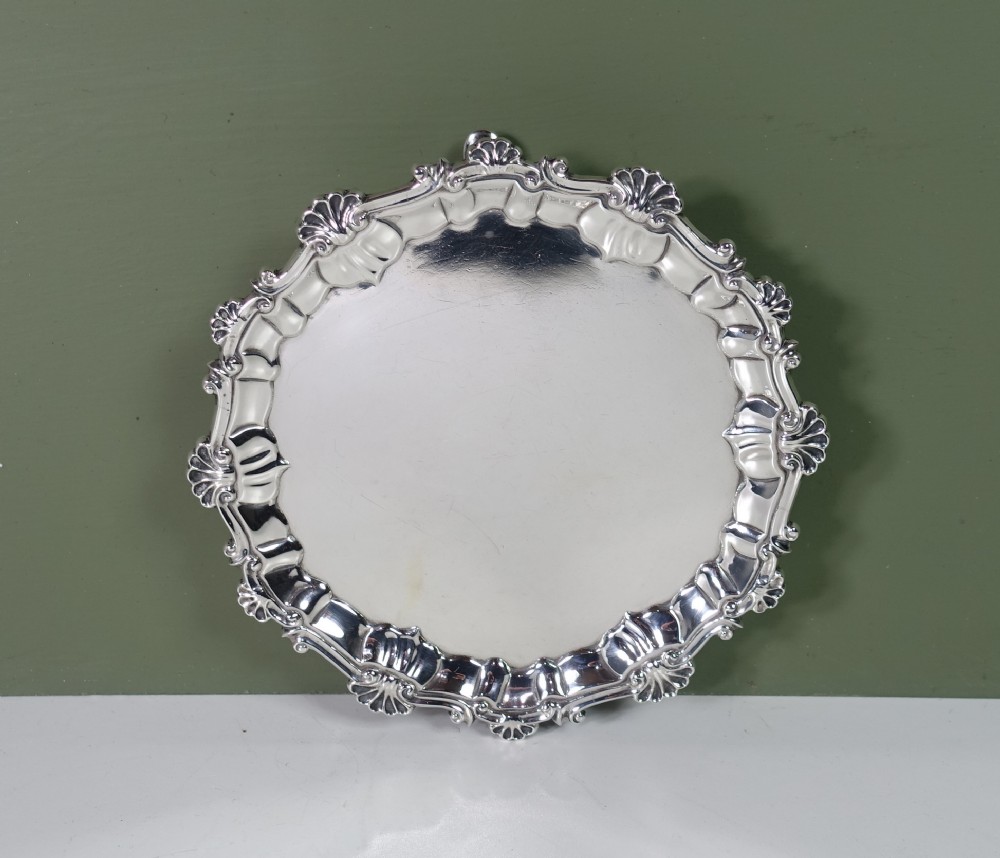18TH C SOLID SILVER SALVER 1755