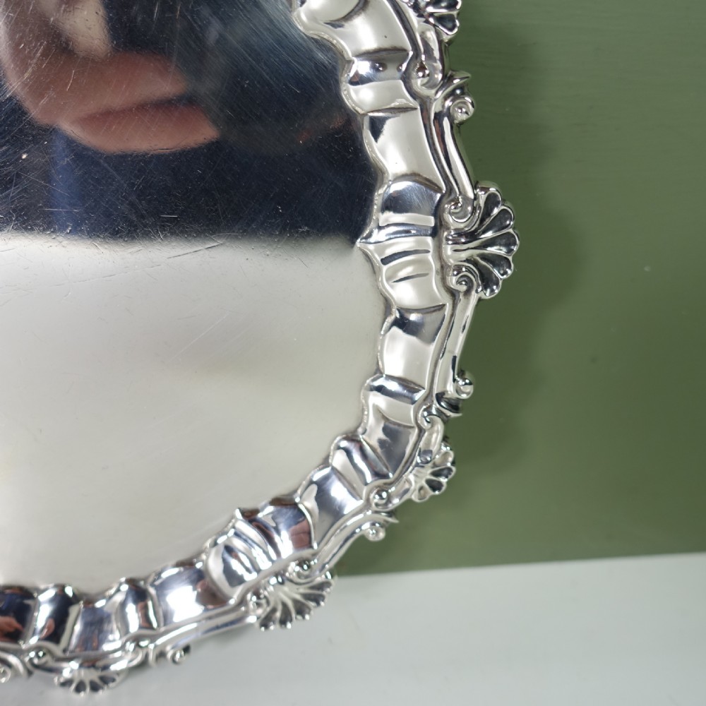 18TH C SOLID SILVER SALVER 1755 View III