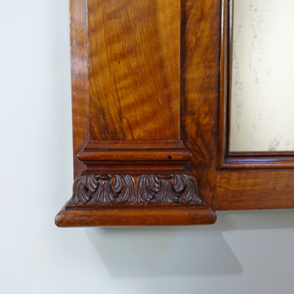 19TH C CARVED FIGURED WALNUT MIRROR View IV