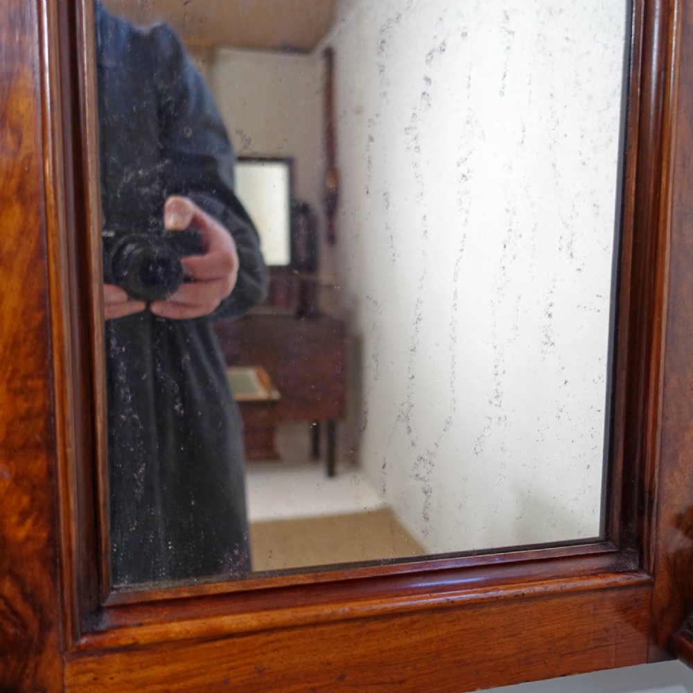 19TH C CARVED FIGURED WALNUT MIRROR View V