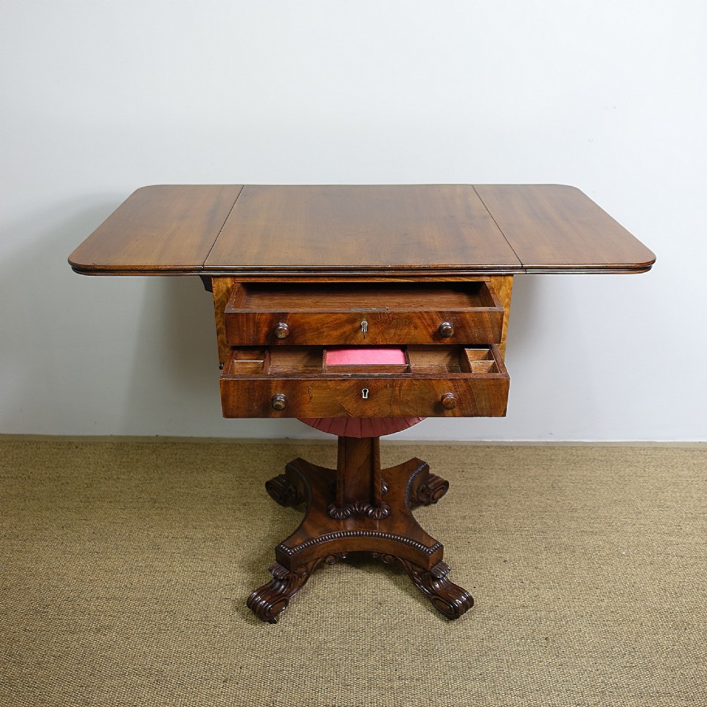 19TH C MAHOGANY SEWING TABLE View II