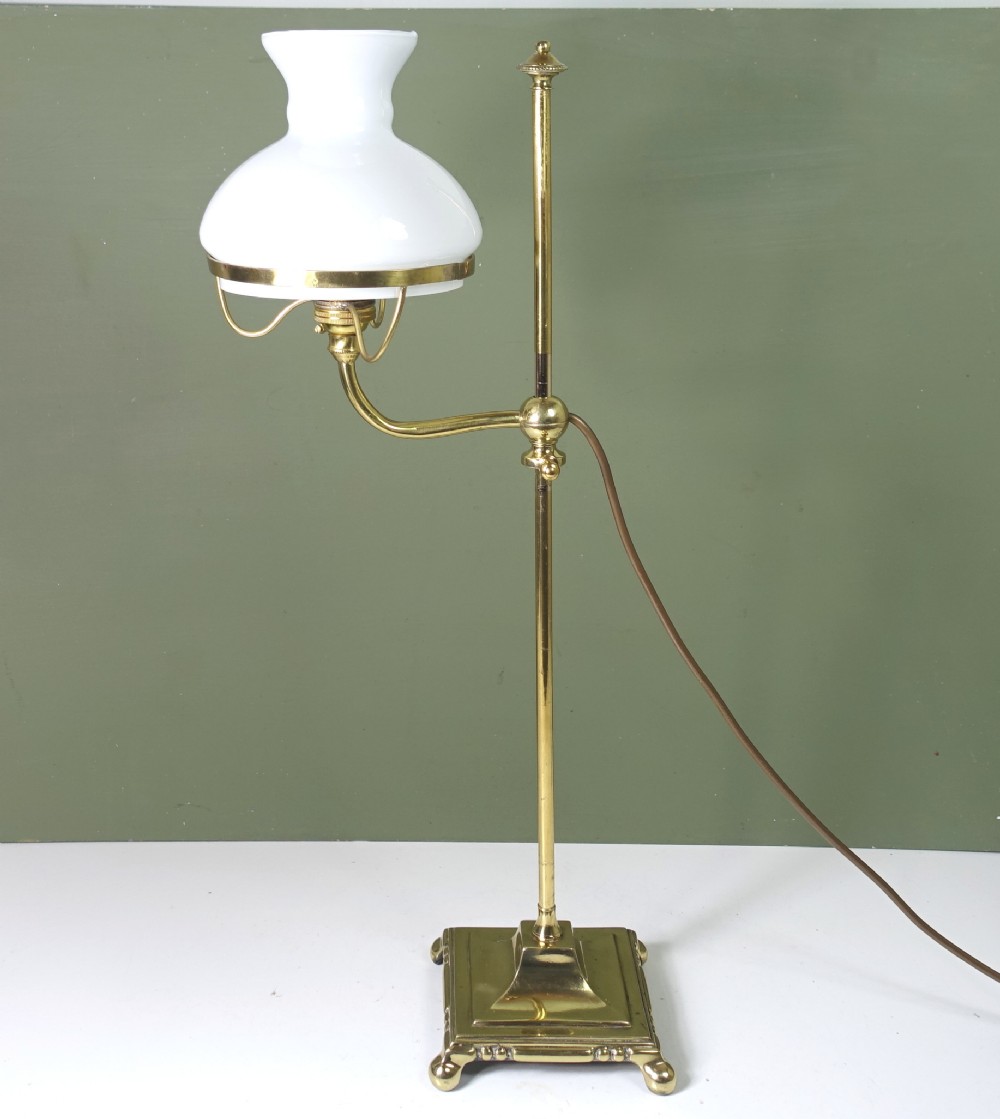 19TH C ADJUSTABLE  BRASS LAMP