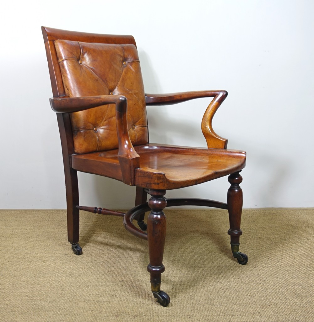 GENEROUS SIZED 19TH OPEN ARM CHAIR