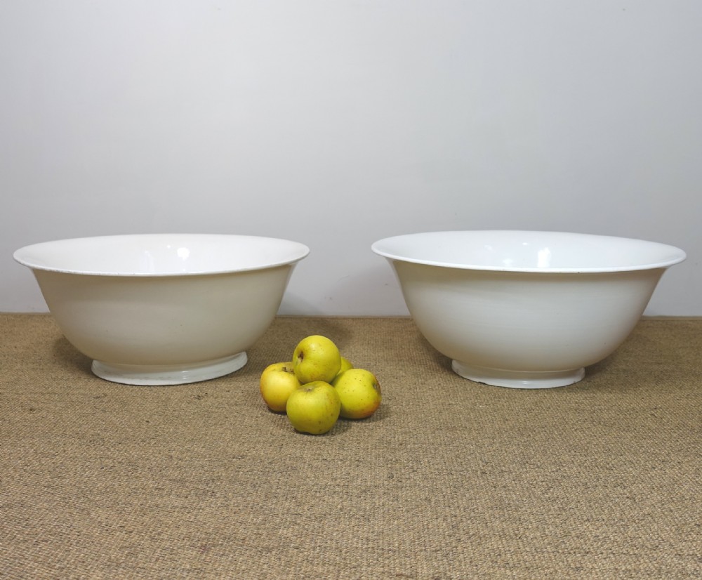 HUGE PAIR OF 19TH C WHITE WEDGWOOD BOWLS