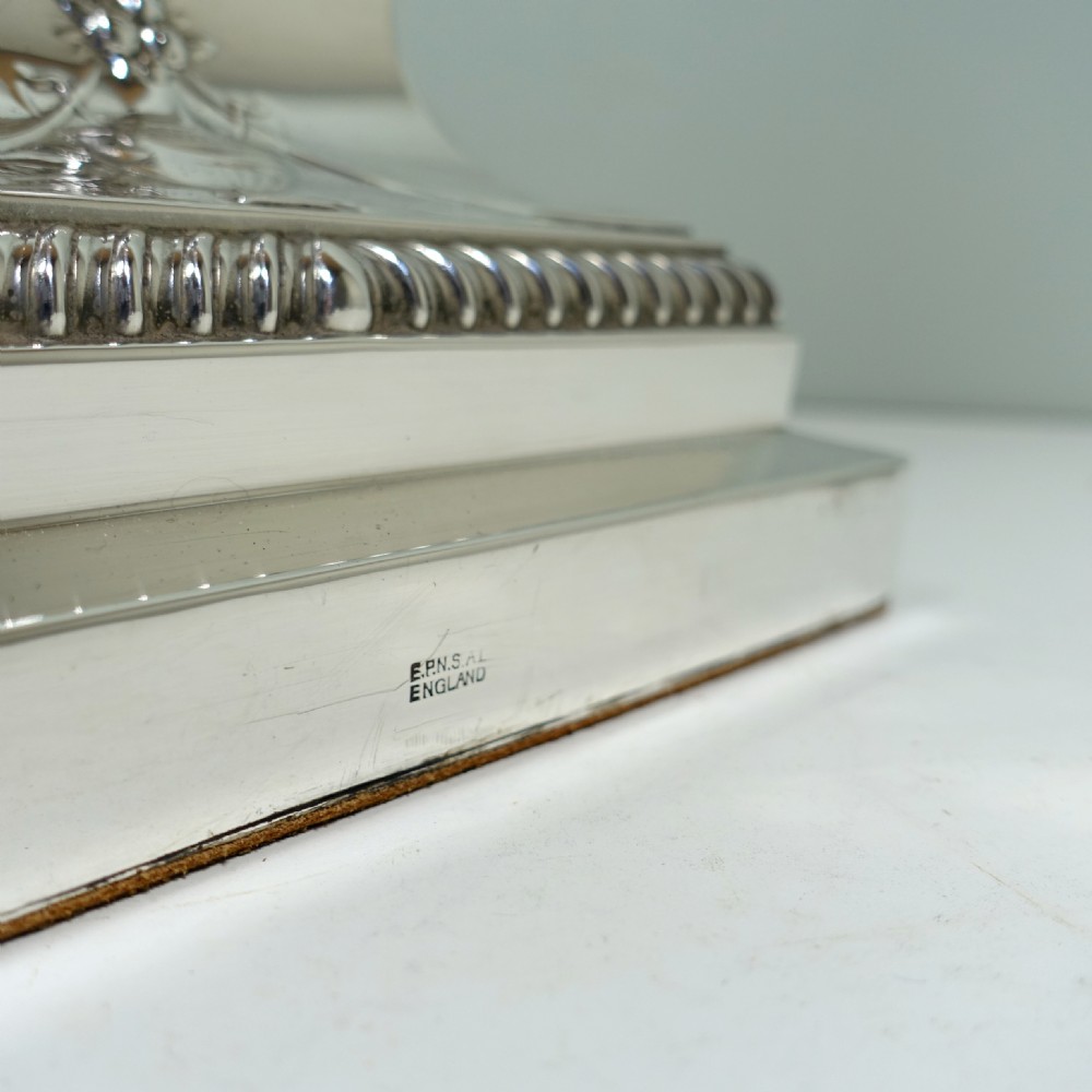 LARGE SILVER PLATED CORINTHIAN COLUMN LAMP BASE View III