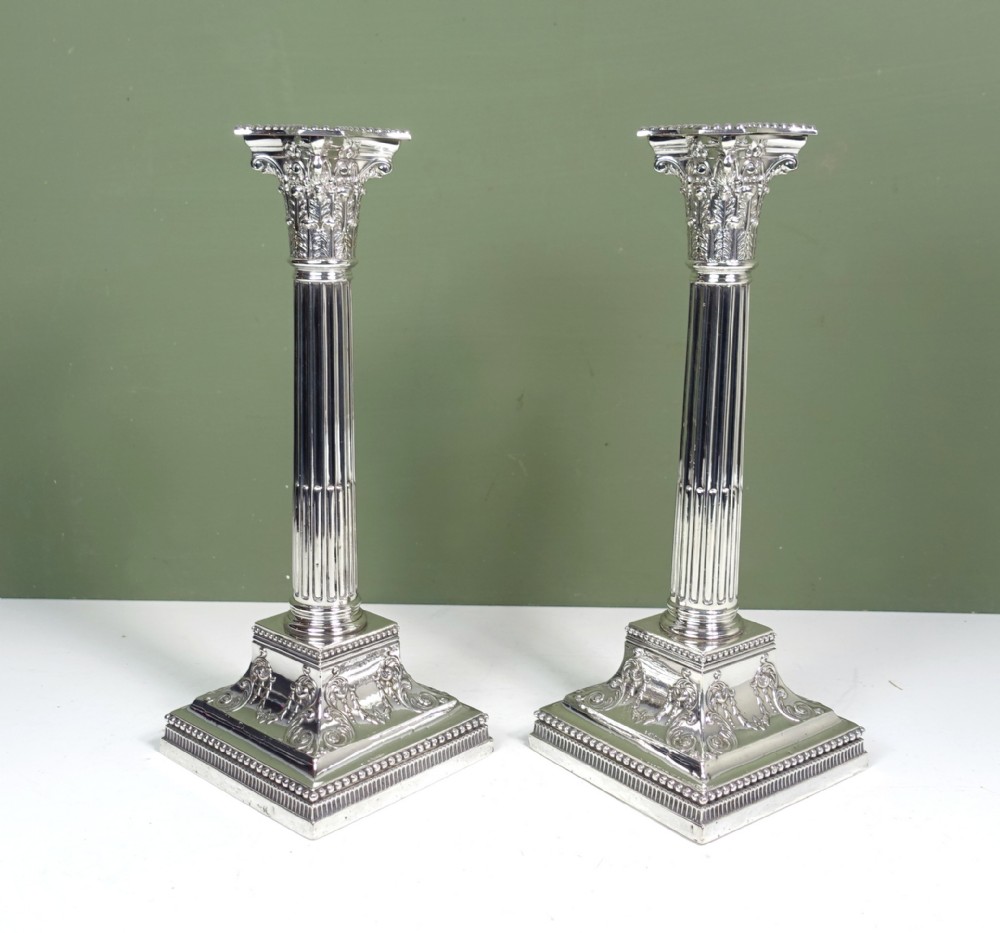 PAIR OF 19TH C SILVER CANDLESTICKS