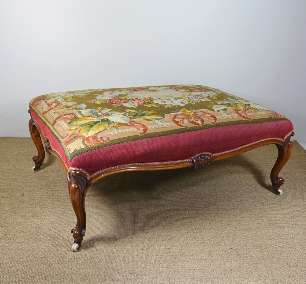 LARGE 19TH C WALNUT CENTRE STOOL