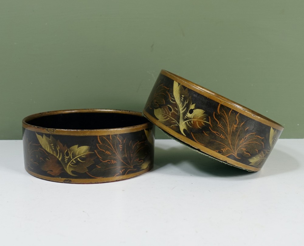 PAIR OR REGENCY PAPIER MACHE COASTERS