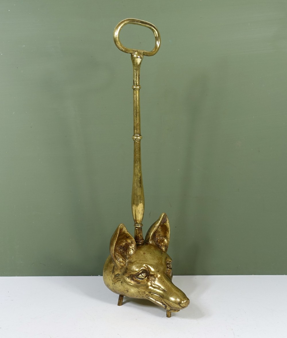 19TH C BRASSS FOX DOOR PORTER