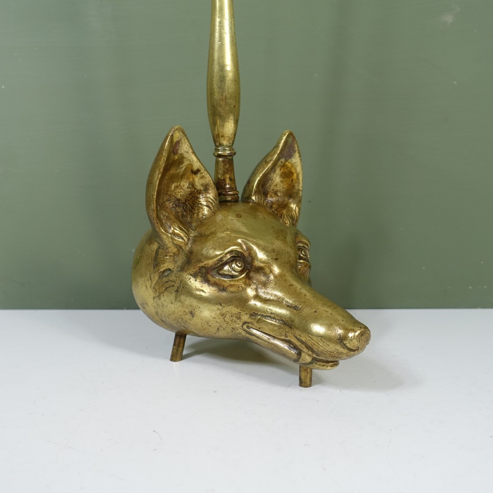 19TH C BRASSS FOX DOOR PORTER View II
