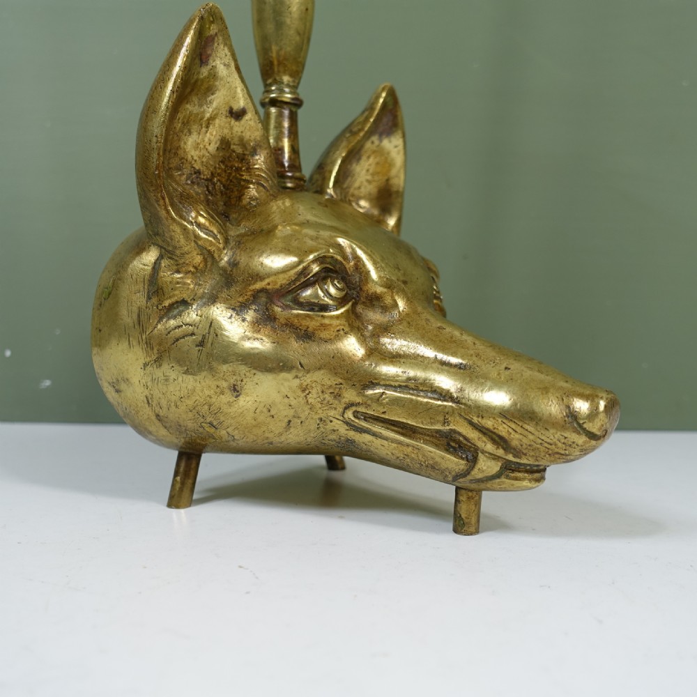 19TH C BRASSS FOX DOOR PORTER View V